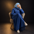 Abaya Denim Élégance Brodée – Bleu