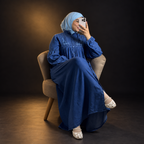 Abaya Denim Élégance Brodée – Bleu